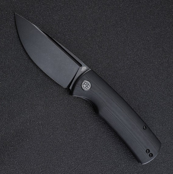 Petrified Fish Beluga Folding Knife, K110 SW Black Blade, Micarta Black, PFP01DW